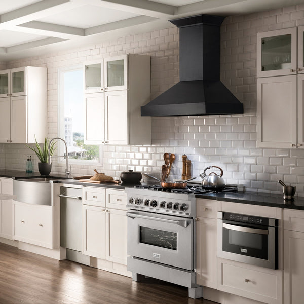 ZLINE 36" Professional Dual Fuel Range in DuraSnow® Stainless Steel with Color Door Options (RAS-SN-36)