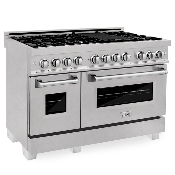 ZLINE 48" DuraSnow® Stainless Steel 6.0 cu.ft. 7 Gas Burner/Electric Oven Range with Color Door Options (RAS-SN-48)