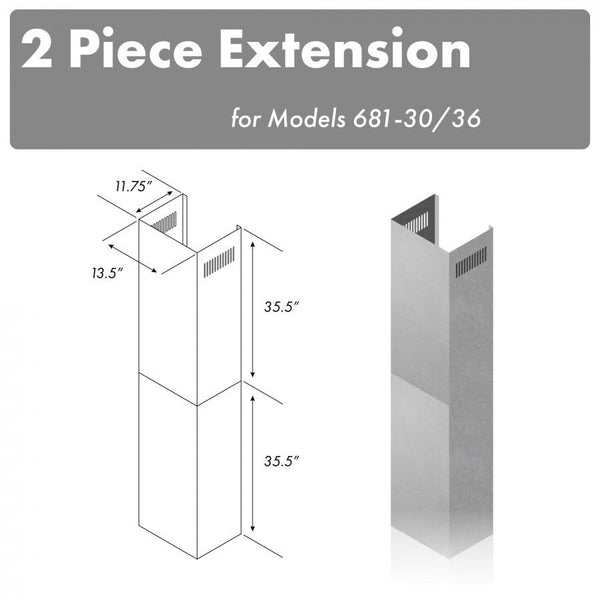 ZLINE 71" Extended Chimney (2PCEXT-681-30/36)