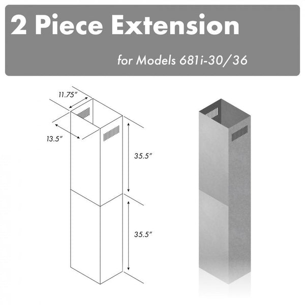 ZLINE 71" Extended Chimney (2PCEXT-681i-30/36)