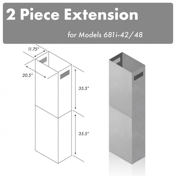 ZLINE 71" Extended Chimney (2PCEXT-681i-42/48)