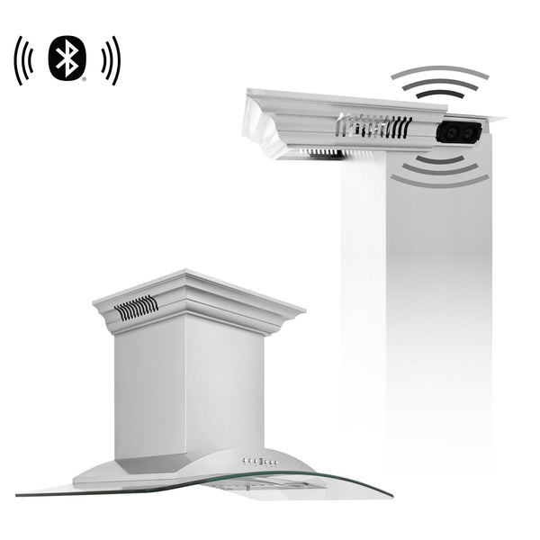 ZLINE Ducted Vent Wall Mount Range Hood in Stainless Steel with Built-in CrownSound™ Bluetooth Speakers (KNCRN-BT)